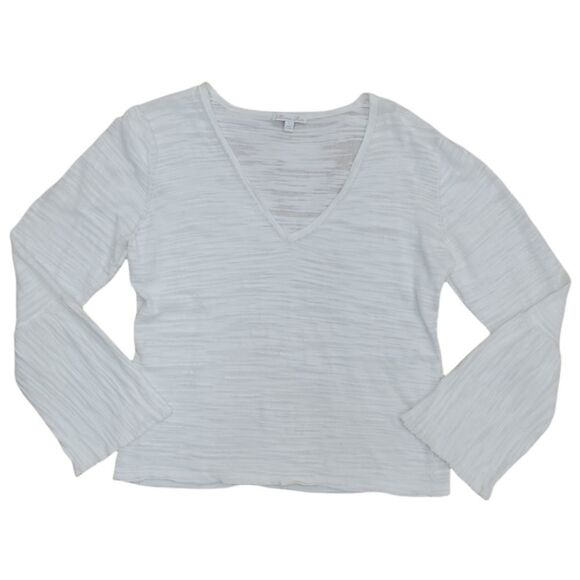 Minnie Rose Boho White Bell Sleeve V-neckline Shirt L - Picture 4 of 15